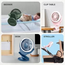 Teknum 2-IN-1 Stroller USB Charging Fan with Light-Blue