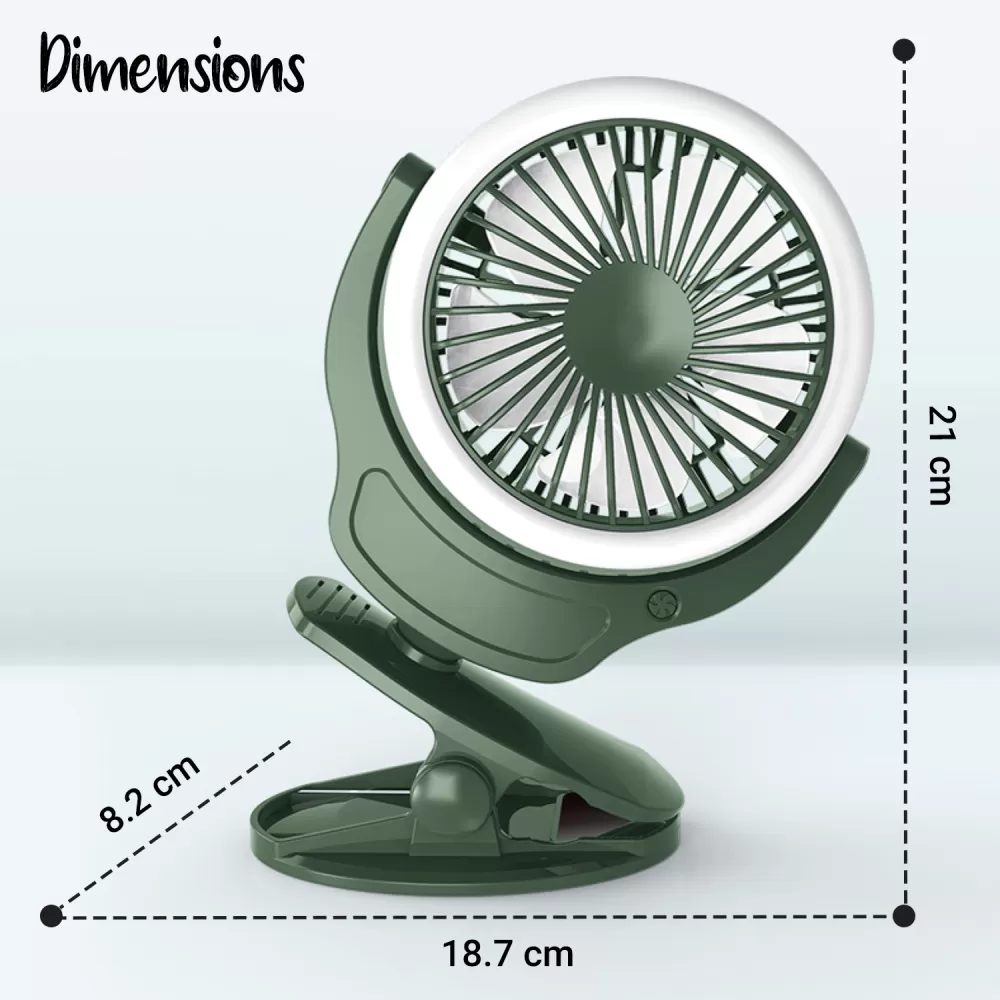 Teknum 2-IN-1 Stroller USB Charging Fan with Light-Green