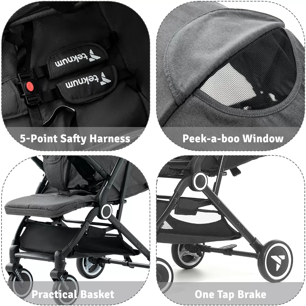 TEKNUM Travel Cabin Stroller with Coffee Cup Holder - Slate Grey