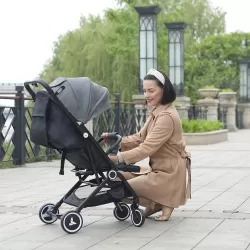 Teknum Travel Cabin Stroller with Coffee Cup Holder - Grey