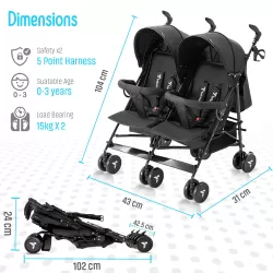 Teknum Twin Stroller Fellow-Black