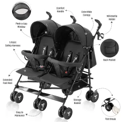 Teknum Twin Stroller Fellow-Black