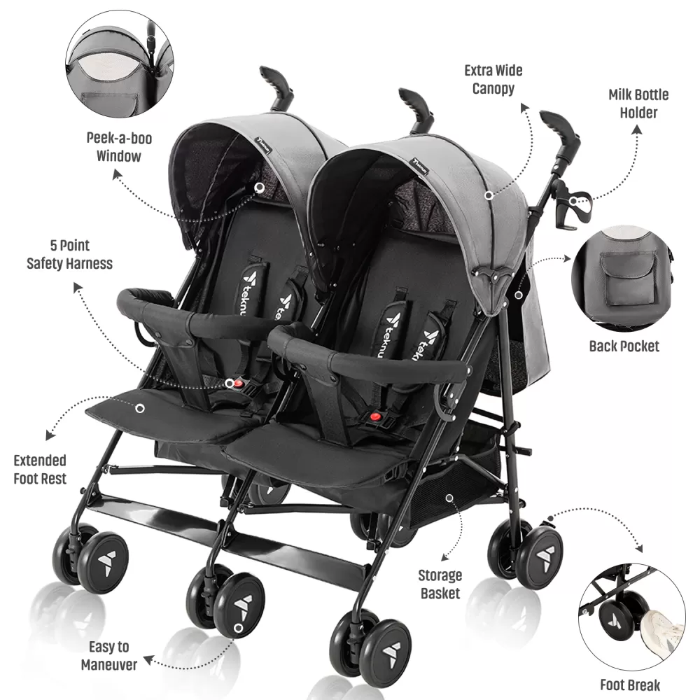 Teknum Twin Stroller Fellow - Grey