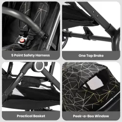 TEKNUM TravelZen Stroller with Coffee Cup Holder - Black Gold