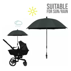 Teknum Universal Stroller Umbrella with Holder Clip Clamp, 360 Degree Rotatable - Black