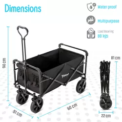 Teknum Folding Wagon Cart w/Canopy-Black