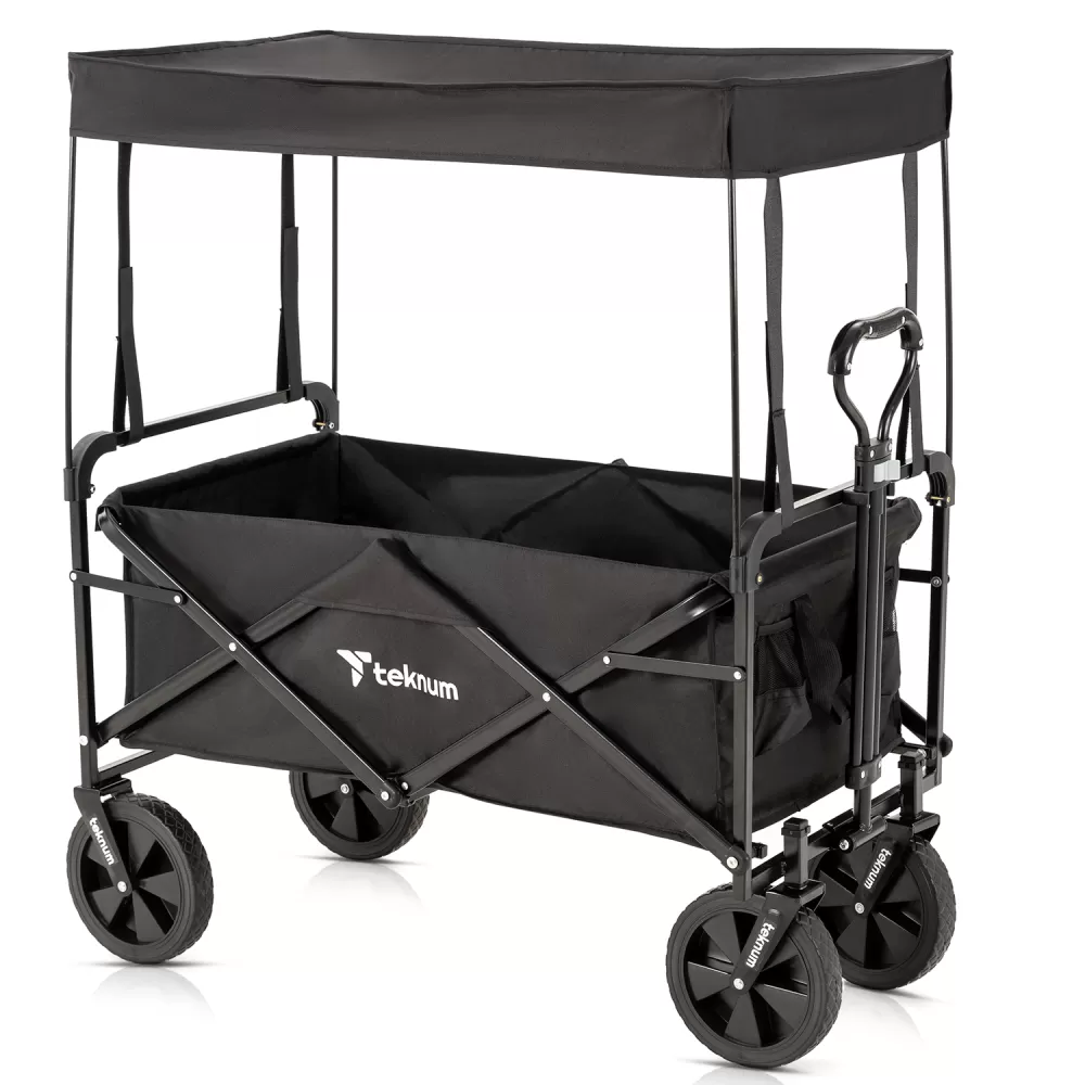 Teknum Folding Wagon Cart w/Canopy-Black