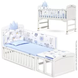 Teknum - 7 - in - 1 Convertible Kids Bed & Bedside Crib with Mattress, Mosquito net & Detachable Wheels(0 - 12yrs) - White