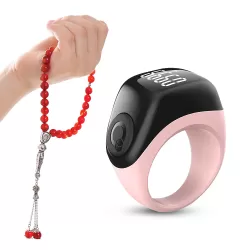 iQibla Zikr Flex Advance Ring Tasbih Counting With 3 Compatible Sizes(18mm / 20mm / 22mm) | 2 - 5 Prayer Reminder | Tasbih Reminder | BT Connectivity | Qibla Life App - Pink